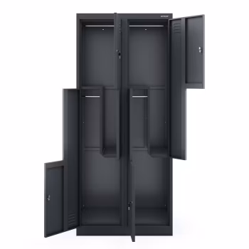 Spind Schrank in L-Form JULIA, 800 x 1850 x 450 mm, anthrazit