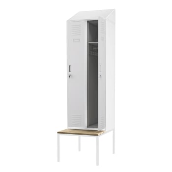 Šatní skříň s lavičkou a střechou KACPER II PRO, 600 x 2295 x 850 mm, šedá
