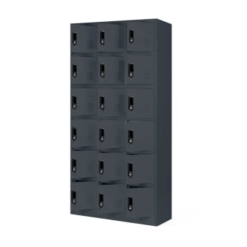 Armoire sociale à casiers KAROL, 900 x 1850 x 400 mm, anthracite