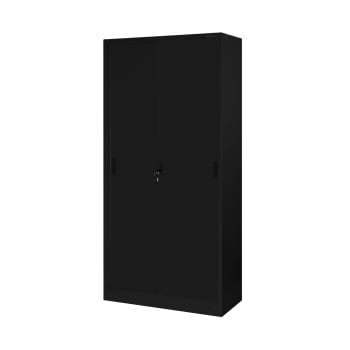Schiebetürenschrank KUBA, 900 x 1850 x 400 mm, schwarz