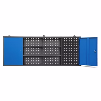 Hanging workshop cabinet LEO, 1600 x 600 x 200 mm, antharice blue