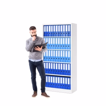 Maks N01 regał metalowy: biały RAL 9003 | Aktenregal: weiß | rack cabinet: white H1850*W900*D400