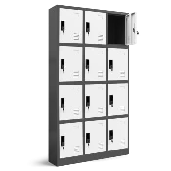 Spind Fächerschrank Schließfachschrank mit 12 Fächern MARCIN, 900 x 1850 x 400 mm, anthrazit-weiß