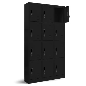 Schließfachschrank MARCIN, 900 x 1850 x 400 mm, schwarz