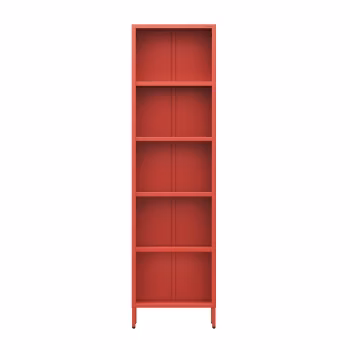 Bücherregal schmal MARIO, 500 x 1800 x 350 mm, Modern: rot