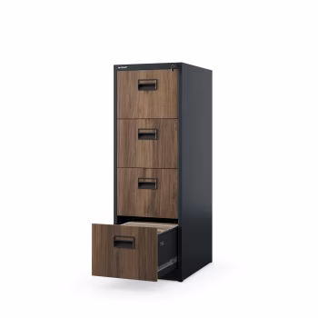 Aktenschrank mit 4 Schubladen SARA V4, 460 x 1320 x 620 mm, Eco Design: anthrazit/ nussbaum