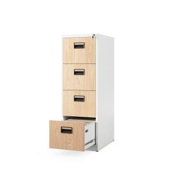 Aktenschrank mit 4 Schubladen SARA V4, 460 x 1320 x 620 mm, Eco Design: weiß/ sonoma eiche