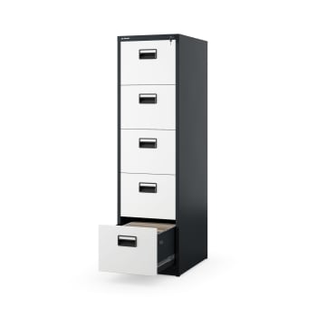 Aktenschrank mit 5 Schubladen SARA V5, 460 x 1630 x 620 mm, anthrazit-weiß