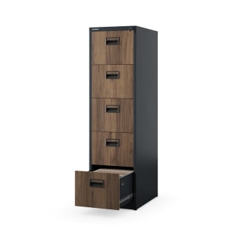 Aktenschrank mit 5 Schubladen SARA V5, 460 x 1630 x 620 mm, Eco Design: anthrazit/ nussbaum
