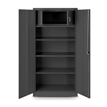 Aktenschrank mit Geheimfach TOMASZ, 900 x 1850 x 450 mm, anthrazit-weiß