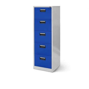 Metal file cabinet SARA V5, 460 x 1630 x 620 mm, grey-blue