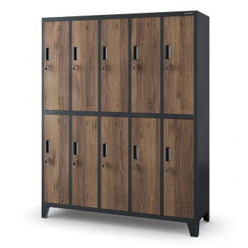 Sociaal kabinet 10/ deurs BARTEK, 1360 x 1720 x 450 mm, Eco Design: antraciet/ walnoot