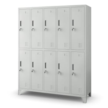 10-doors OHS storage cabinet for clothes BARTEK, 1360 x 1720 x 450 mm, grey