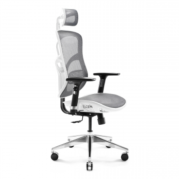 Fotel ergonomiczny JAN NOWAK model AMADEUS: biało-szary