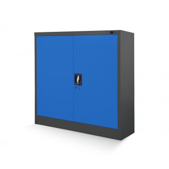 Kleiner Metallschrank BEATA, 900 x 930 x 400 mm, anthrazit-blau