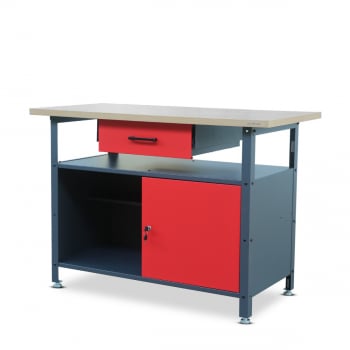 Mesa de taller ERIC, 1200 x 850 x 600 mm, antracita y rojo