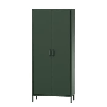 Wardrobe with shelves FLAVIO, 800 x 1850 x 450 mm, Modern: bottle green