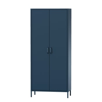 Wardrobe with shelves FLAVIO, 800 x 1850 x 450 mm, Modern: dark blue