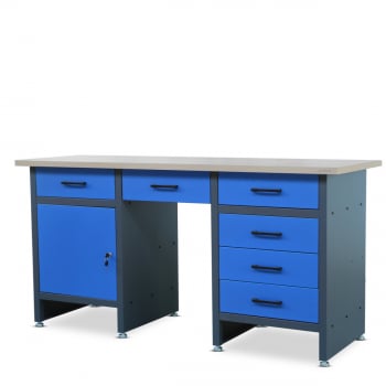 Mesa para herramientas FRANK, 1700 x 850 x 600 mm, antracita y azul