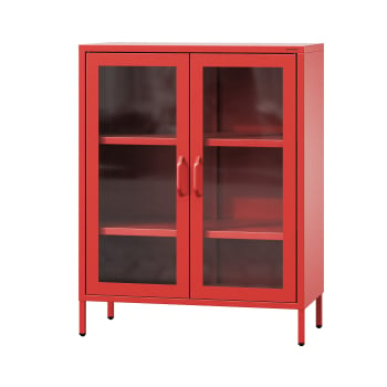 Small showcase for living room GINA, 800 x 1015 x 400 mm, Modern: red