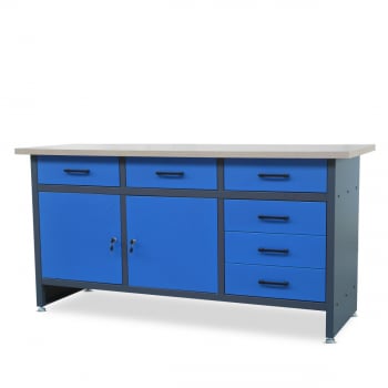 Mesa de taller HENRY, 1700 x 850 x 600 mm, antracita y azul