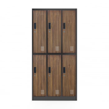 JAN NOWAK Eco Design model IGOR 900 x 1850 x 450 szafa socjalna szafa loft 6-drzwiowa: antracytowa/orzech