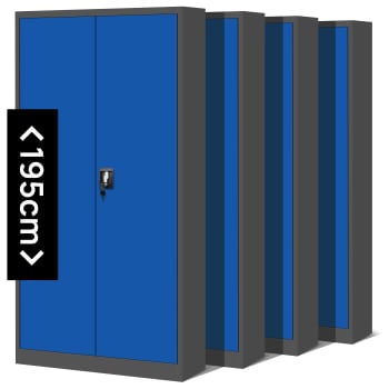 Setzen 4x abschließbarer Aktenschrank für Büro JAN H, 900 x 1950 x 400 mm, anthrazit-blau