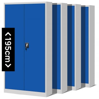 Setzen 4x zweitüriger Schrank mit Regalen JAN H, 900 x 1950 x 400 mm, grau-blau