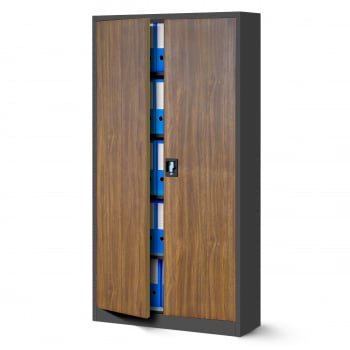 JAN NOWAK Eco Design model JAN 900 x 1850 x 400 biurowa szafa metalowa szafa loft: antracytowa/orzech