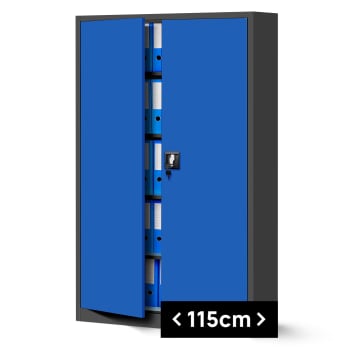 Metal office file cabinet JAN II, 1150 x 1850 x 400 mm, anthracite-blue
