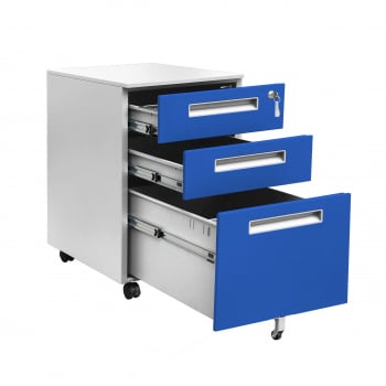 Metal drawer cabinet JUSTYNA, 395 x 607 x 500 mm, grey-blue