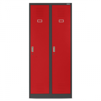 JAN NOWAK model KACPER 800 x 1800 x 500 szafa socjalna BHP ubraniowa czterokomorowa: antracytowo-czerwona