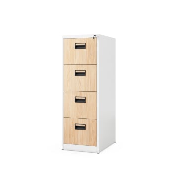 Metal file cabinet SARA V4, 460 x 1320 x 620 mm, Eco Design: white/ sonoma oak