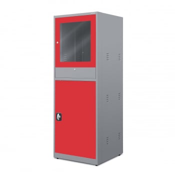 JAN NOWAK Priemyselná stacionárna počítačová skrinka STEVE, 640 x 1750 x 630 mm: antracitovo červená