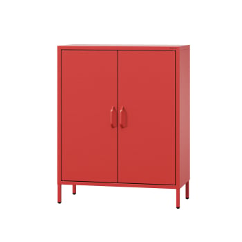 Kovová nízká skříňka s policemi VITO, 800 x 1015 x 400 mm, Modern: červená barva 