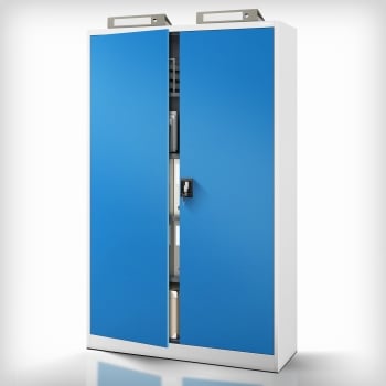Büro Aktenschrank JAN II, 1150 x 1850 x 400 mm, grau-blau