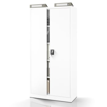 Abschließbarer Aktenschrank für Büro JAN H, 900 x 1950 x 400 mm, weiß