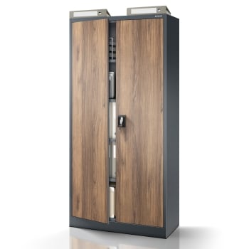 Aktenschrank Büroschrank JAN H, 900 x 1950 x 400 mm, Eco Design: anthrazit/ nussbaum 