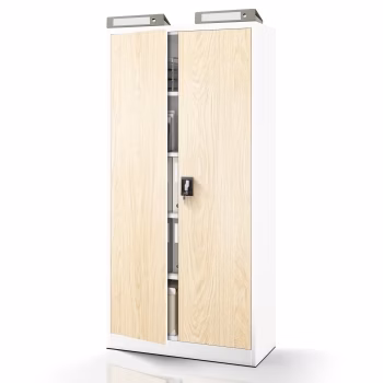 Aktenschrank Büroschrank JAN H, 900 x 1950 x 400 mm, Eco Design: weiß/ sonoma eiche