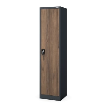 Büro Aktenschrank ALEX, 450 x 1850 x 400 mm, Eco Design: anthrazit/ nussbaum