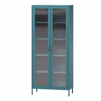 Vitrine für das Wohnzimmer ANGELO 800 x 1850 x 450 mm, Modern: türkisblau