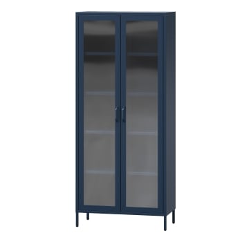 Wohnzimmer Vitrine ANGELO 800 x 1850 x 450 mm, Modern: dunkelblau