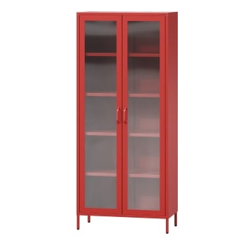 Wohnzimmer Vitrine ANGELO 800 x 1850 x 450 mm, Modern: Rot