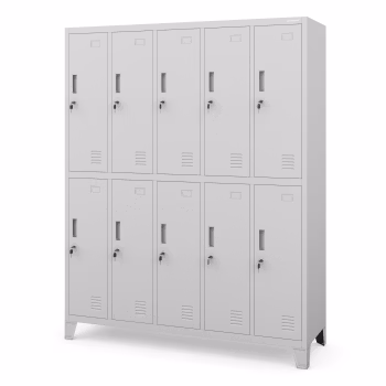 10-doors OHS storage cabinet for clothes BARTEK, 1360 x 1720 x 450 mm, grey
