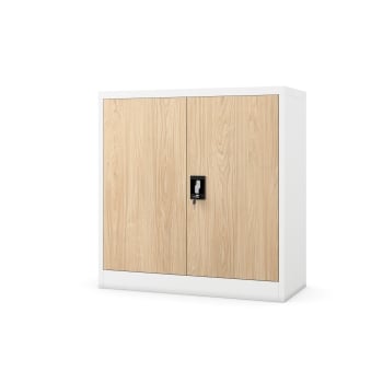 Metallschrank Klein BEATA, 900 x 930 x 400 mm, Eco Design: weiß/ sonoma eiche