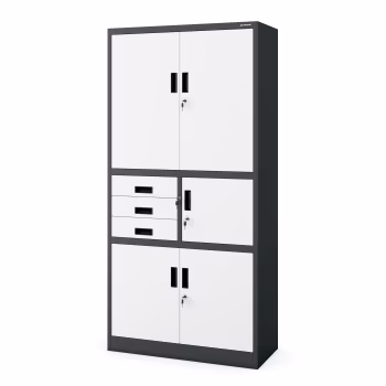 Metal office file cabinet with a safe FILIP II, 900 x 1850 x 400 mm, anthracite-white