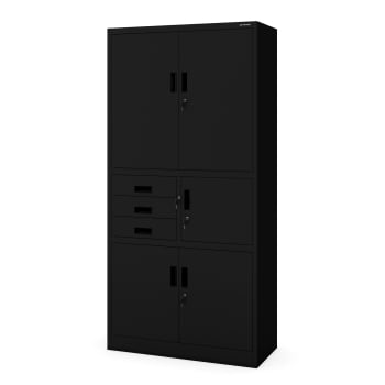 Aktenschrank mit Schubladen und Tresor FILIP II, 900 x 1850 x 400 mm, schwarz