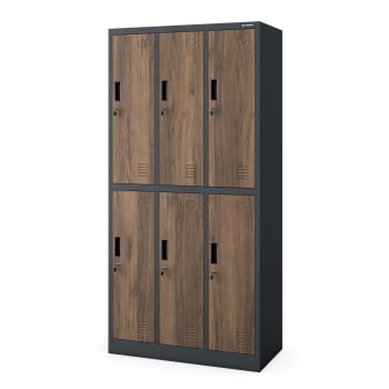 Kleiderspind mit 6 Abteilen Schließfachschrank IGOR, 900 x 1850 x 450 mm, Eco Design: anthrazit/ nussbaum 
