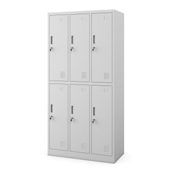 Spind Kleiderspind mit 6 Abteilen Schließfachschrank IGOR, 1850 x 900 x 400 mm, grau blau