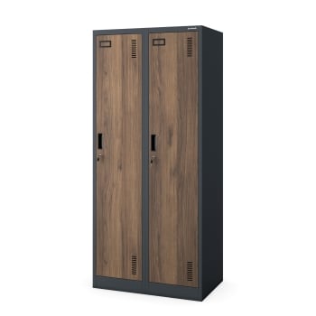 Spind Kleiderspind mit 4 Fächern Umkleideschrank KACPER, 800 x 1800 x 500 mm, Eco Design: anthrazit/ nussbaum